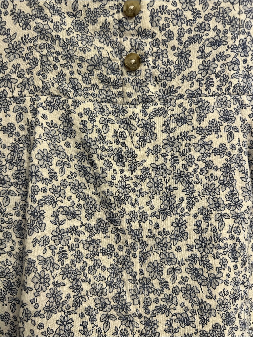 Hollister XS Blue & White Floral Romper | Linen Blend Button Front Summer - Picture 2 of 10